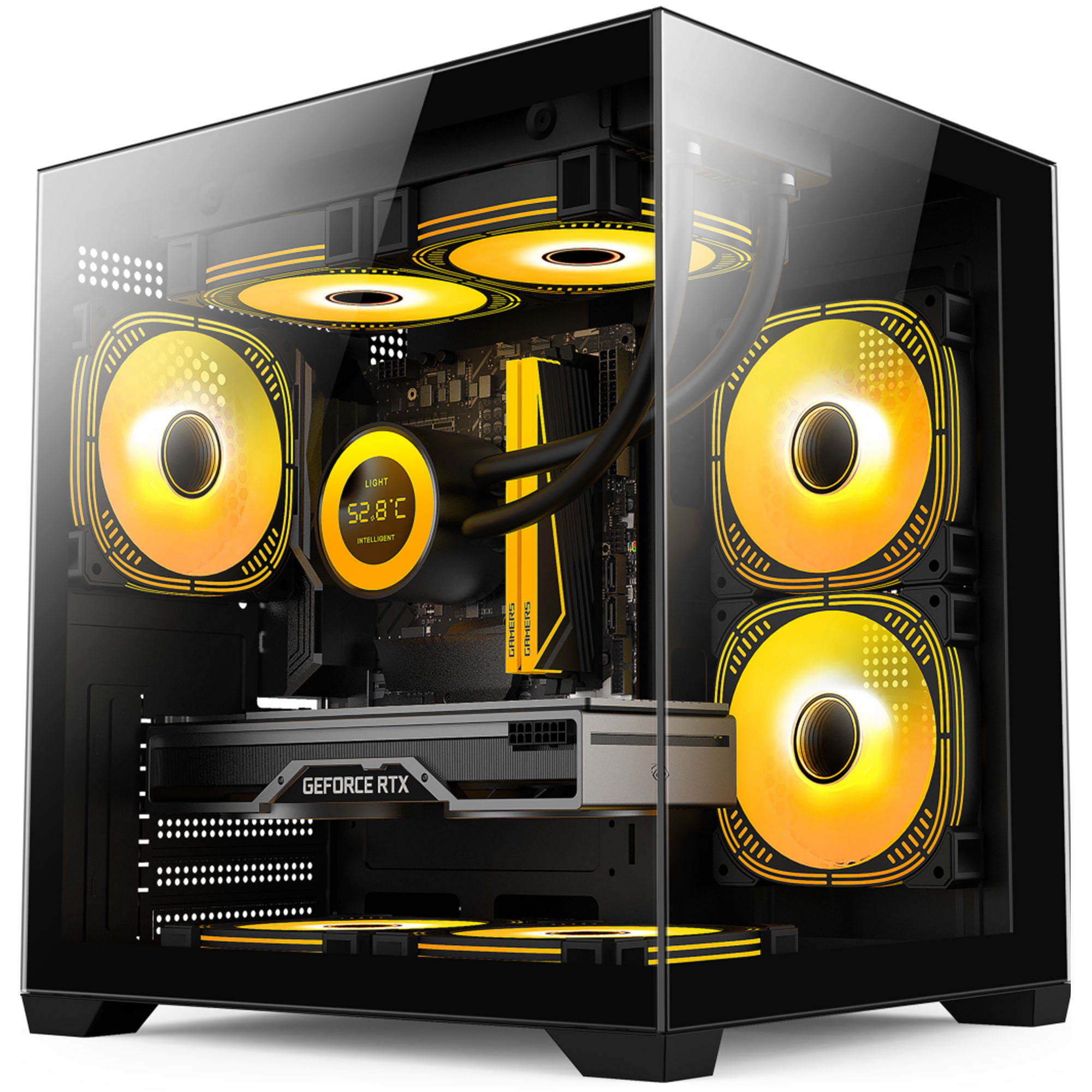 Boitier 275M PC Gaming ATX/MATX/ITX Mid-Tower avec panneau avant en verre trempé, ventilateurs ARGB